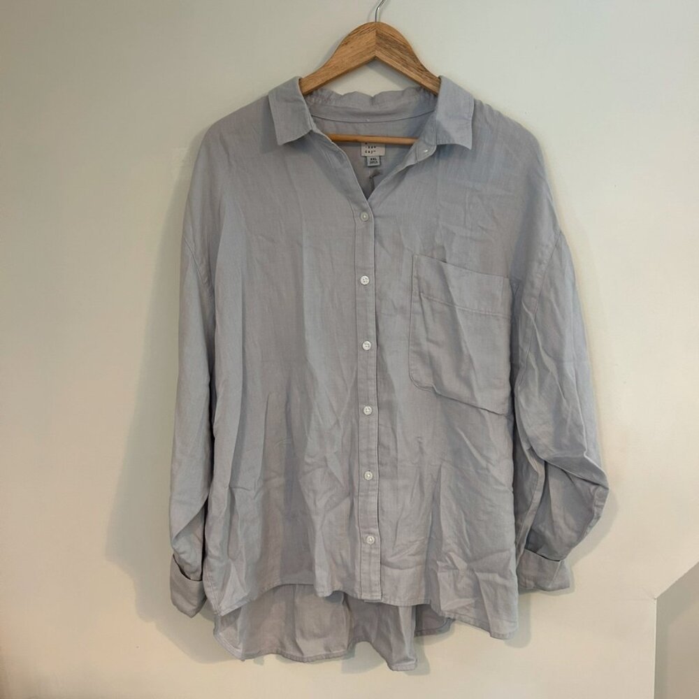 A New Day | Super Soft Gray Oversized Button Up Shirt | Womens XXL | NWT